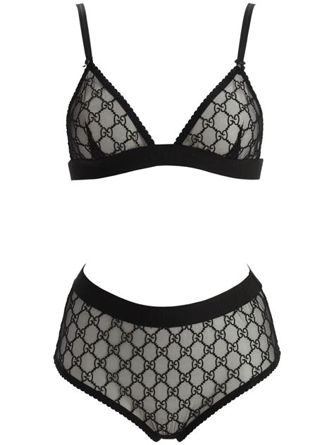 gucci gg tulle bralette|Black GG Tulle Lingerie Set .